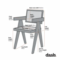 Jeanne Light Walnut Cane Rattan Solid Beech Wood Dining Chair -Daals Store XN 1933C CHART 2