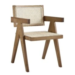Jeanne Light Walnut Cane Rattan Solid Beech Wood Dining Chair -Daals Store XN 1933C LIGHTWALNUT WB1