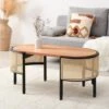 Jeanne Cane Rattan Solid Wood Oval Coffee Table -Daals Store XN 1943 NAT main