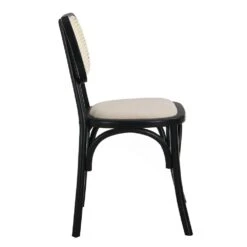 Anya Set Of 2 Cane Rattan And Upholstered Dining Chairs, Black Colour 15 Anya Set Of 2 Cane Rattan And Upholstered Dining Chairs, Black Colour -Daals Store XN 1964 BLACK 2P WB4