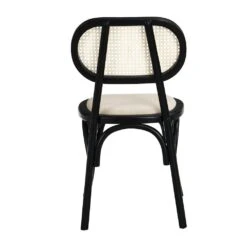 Anya Set Of 2 Cane Rattan And Upholstered Dining Chairs, Black Colour 16 Anya Set Of 2 Cane Rattan And Upholstered Dining Chairs, Black Colour -Daals Store XN 1964 BLACK 2P WB5