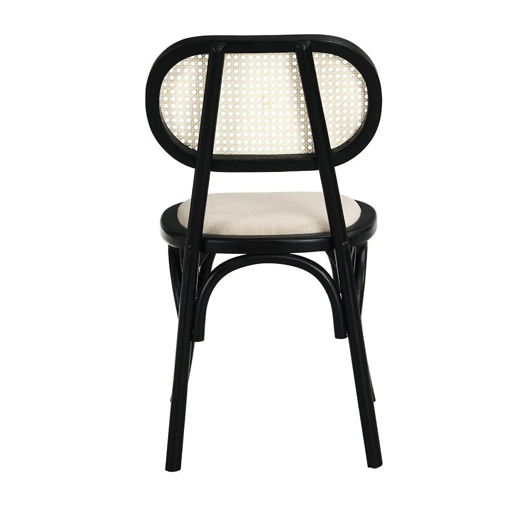 Anya Set Of 2 Cane Rattan And Upholstered Dining Chairs, Black Colour 7 Anya Set Of 2 Cane Rattan And Upholstered Dining Chairs, Black Colour - Image 7