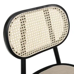 Anya Set Of 2 Cane Rattan And Upholstered Dining Chairs, Black Colour 17 Anya Set Of 2 Cane Rattan And Upholstered Dining Chairs, Black Colour -Daals Store XN 1964 BLACK 2P detail1