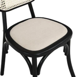 Anya Set Of 2 Cane Rattan And Upholstered Dining Chairs, Black Colour 18 Anya Set Of 2 Cane Rattan And Upholstered Dining Chairs, Black Colour -Daals Store XN 1964 BLACK 2P detail2