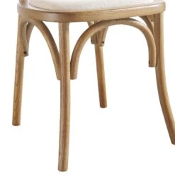 Anya Set of 2 Light Walnut Solid Elm Wood Dining Chairs with Cane Rattan Back and Upholstered Seat -Daals Store XN 1964 LIGHTWALNUT 2P detail3