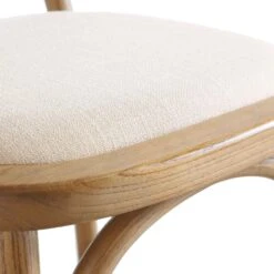 Anya Set of 2 Light Walnut Solid Elm Wood Dining Chairs with Cane Rattan Back and Upholstered Seat -Daals Store XN 1964 LIGHTWALNUT 2P detail4