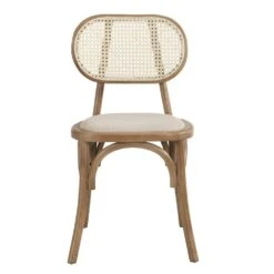 Anya Set Of 2 Cane Rattan And Upholstered Dining Chairs, Natural Colour -Daals Store XN 1964 NAT 2P WB4