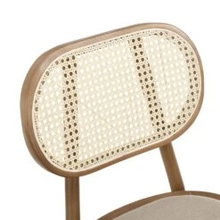 Anya Set Of 2 Cane Rattan And Upholstered Dining Chairs, Natural Colour -Daals Store XN 1964 NAT 2P detail1