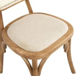 Anya Set Of 2 Cane Rattan And Upholstered Dining Chairs, Natural Colour -Daals Store XN 1964 NAT 2P detail2