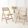 Frances Set Of 2 Folding Cane Rattan Chairs, Natural Colour