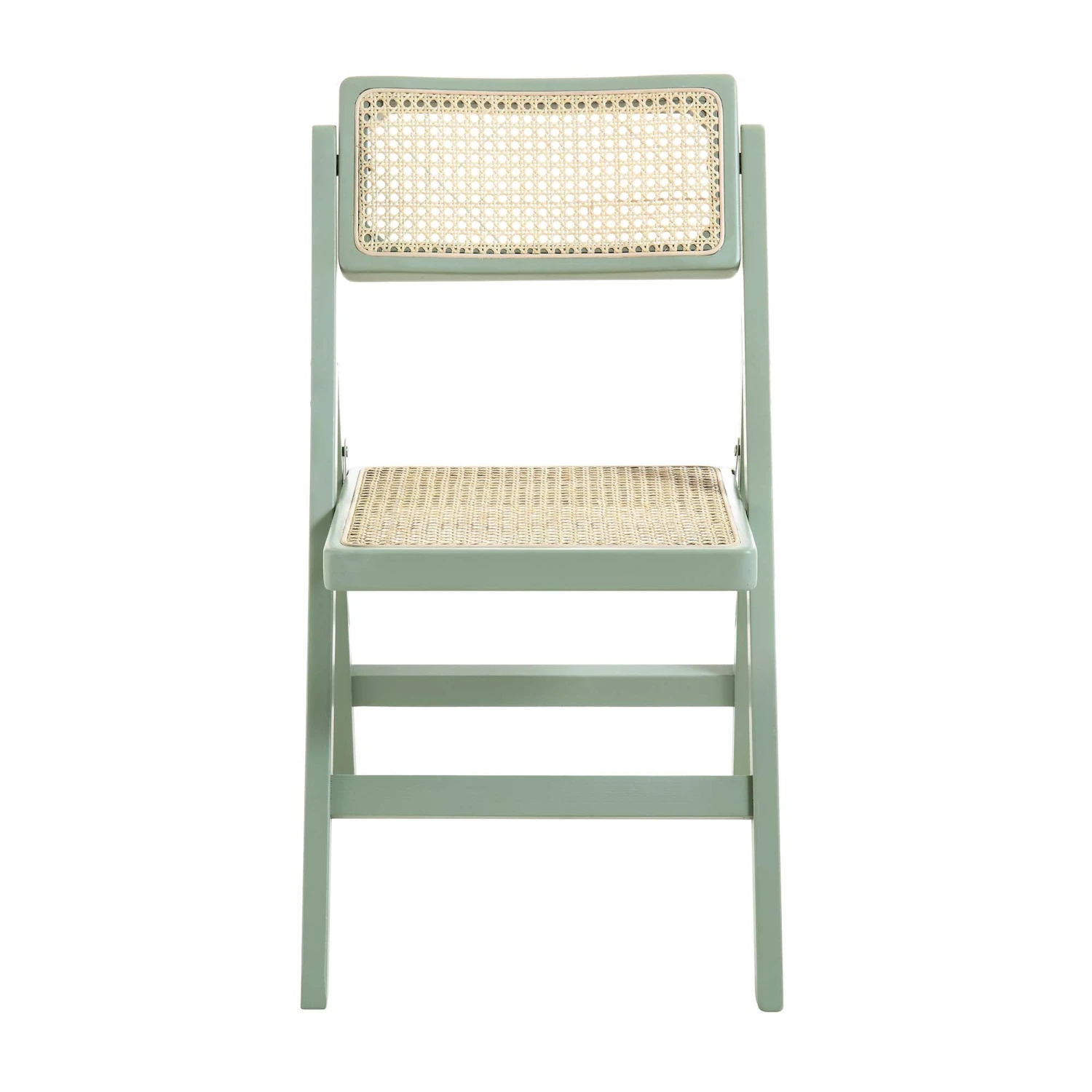 Frances Set Of 2 Folding Cane Rattan Chairs, Mint 6 Frances Set Of 2 Folding Cane Rattan Chairs, Mint - Image 6
