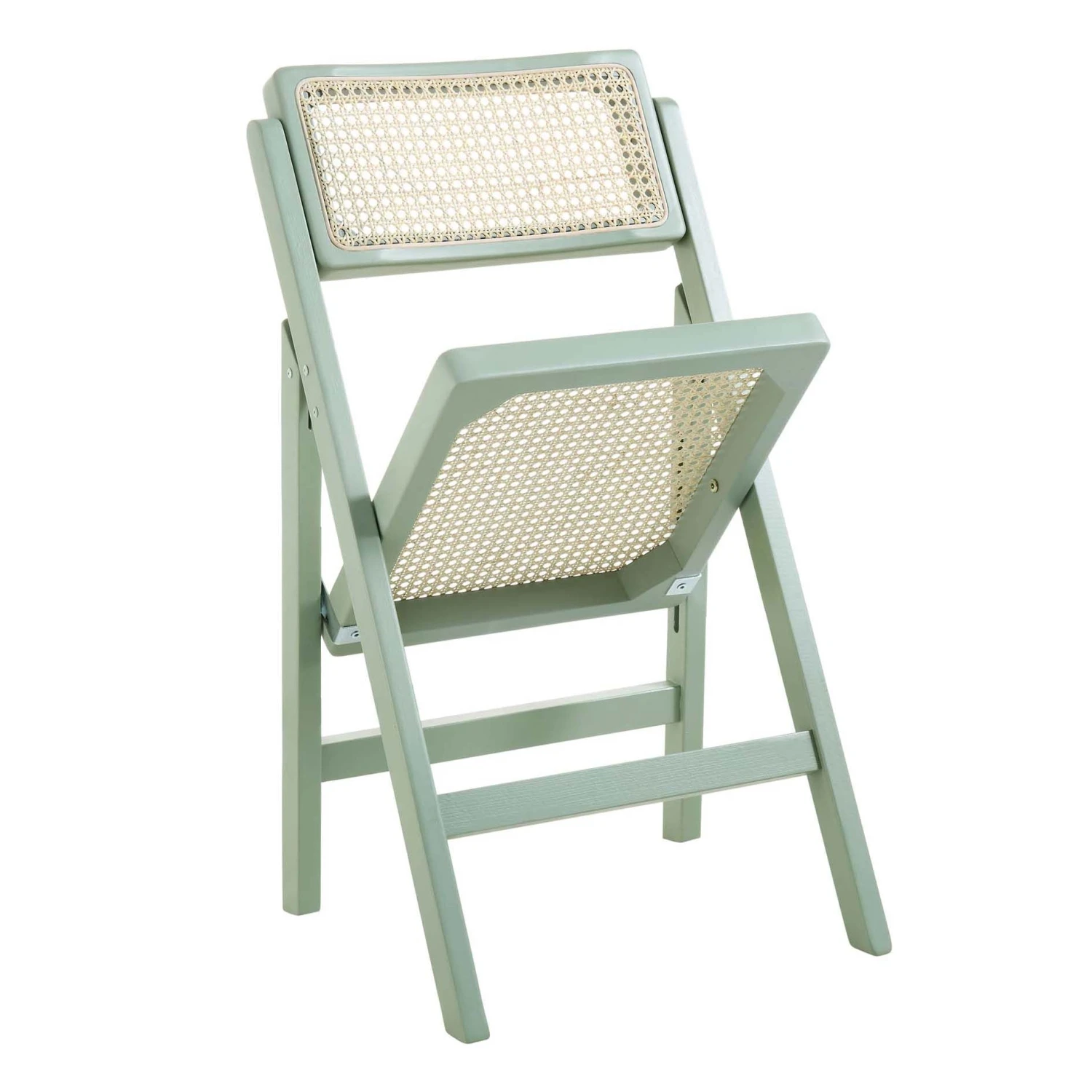 Frances Set Of 2 Folding Cane Rattan Chairs, Mint 8 Frances Set Of 2 Folding Cane Rattan Chairs, Mint - Image 8