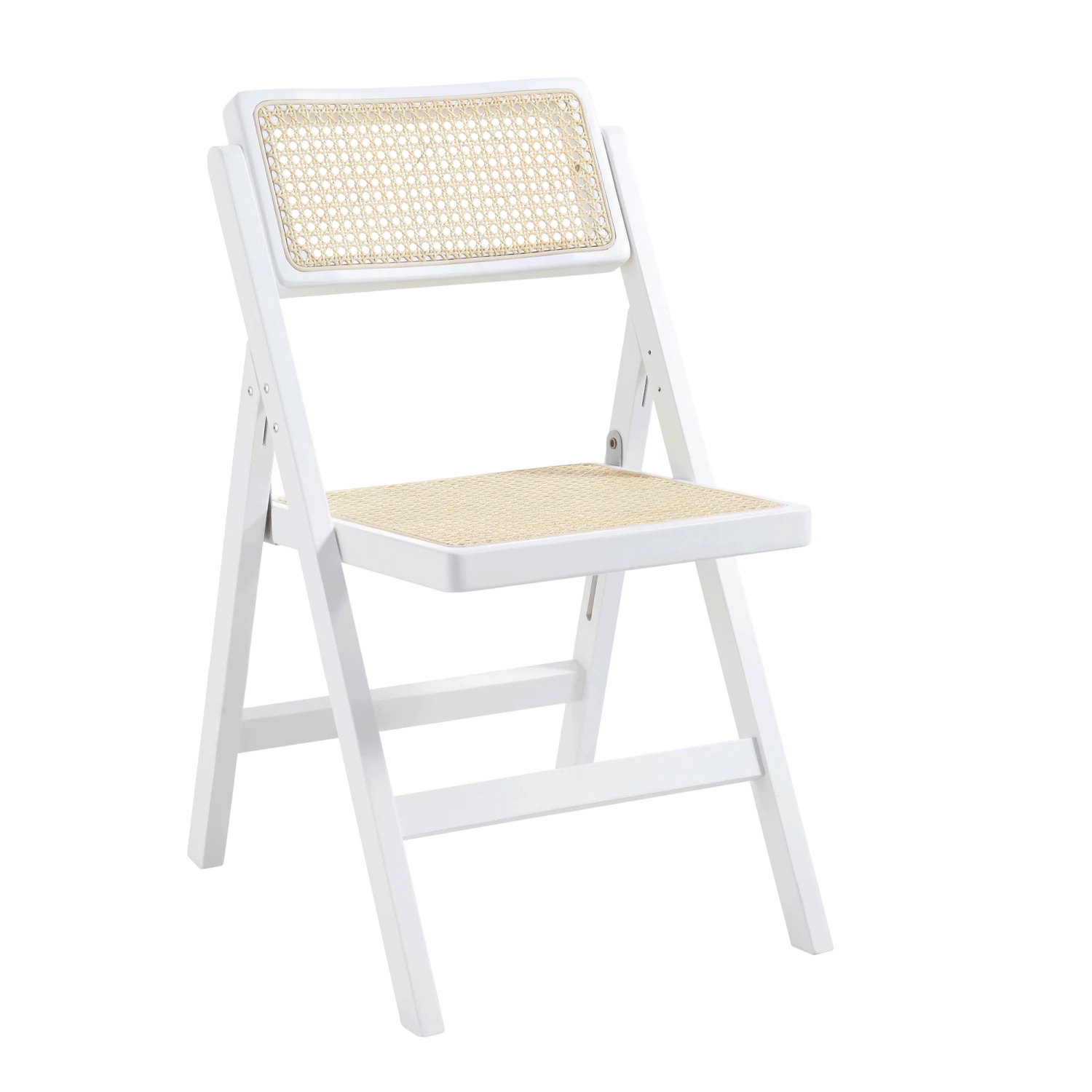 Frances Set Of 2 Folding Cane Rattan Chairs, White 3 Frances Set Of 2 Folding Cane Rattan Chairs, White - Image 3