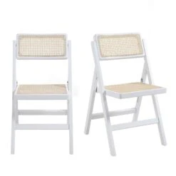 Frances Set Of 2 Folding Cane Rattan Chairs, White 17 Frances Set Of 2 Folding Cane Rattan Chairs, White -Daals Store XN 2054 WHITE 2P WB1