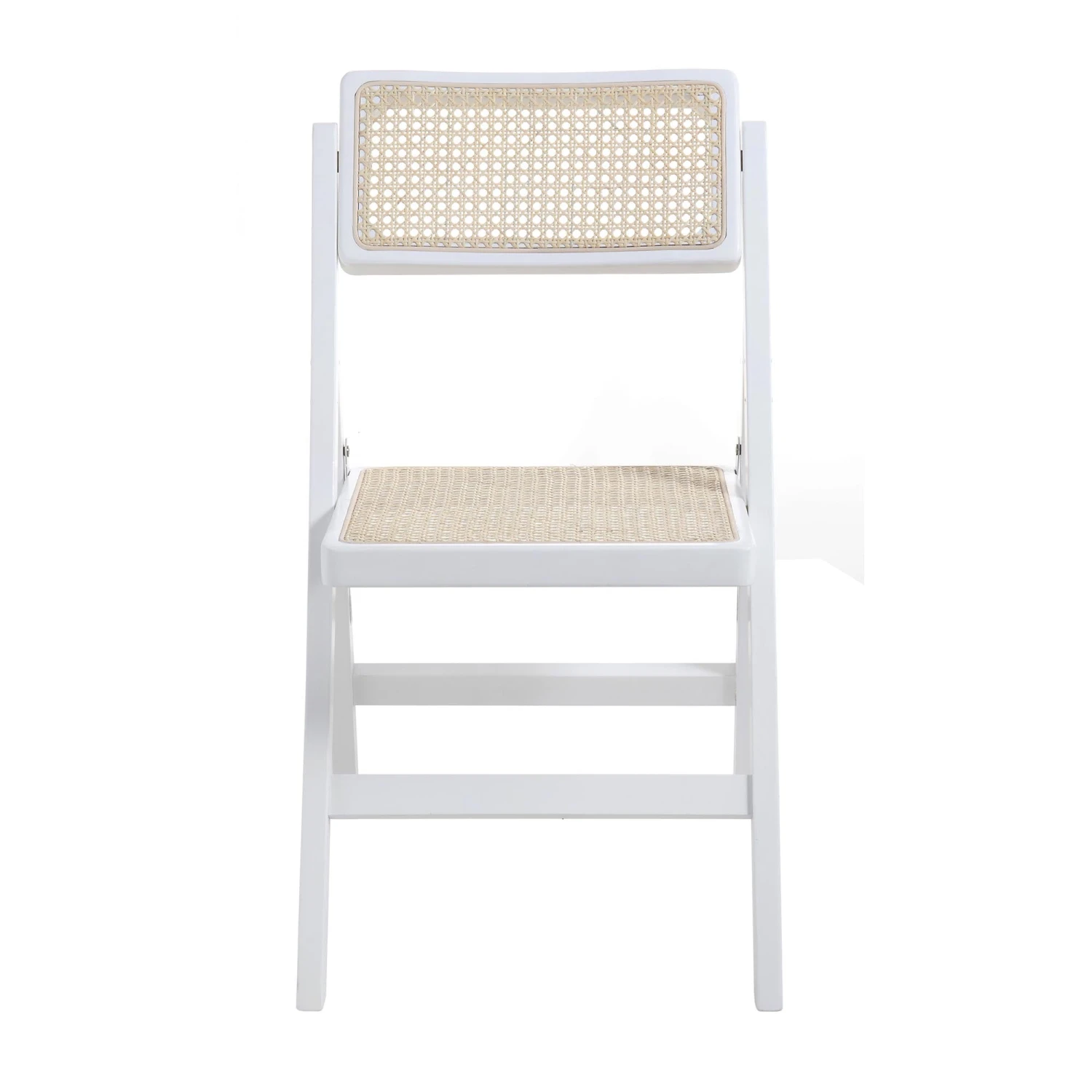 Frances Set Of 2 Folding Cane Rattan Chairs, White 6 Frances Set Of 2 Folding Cane Rattan Chairs, White - Image 6