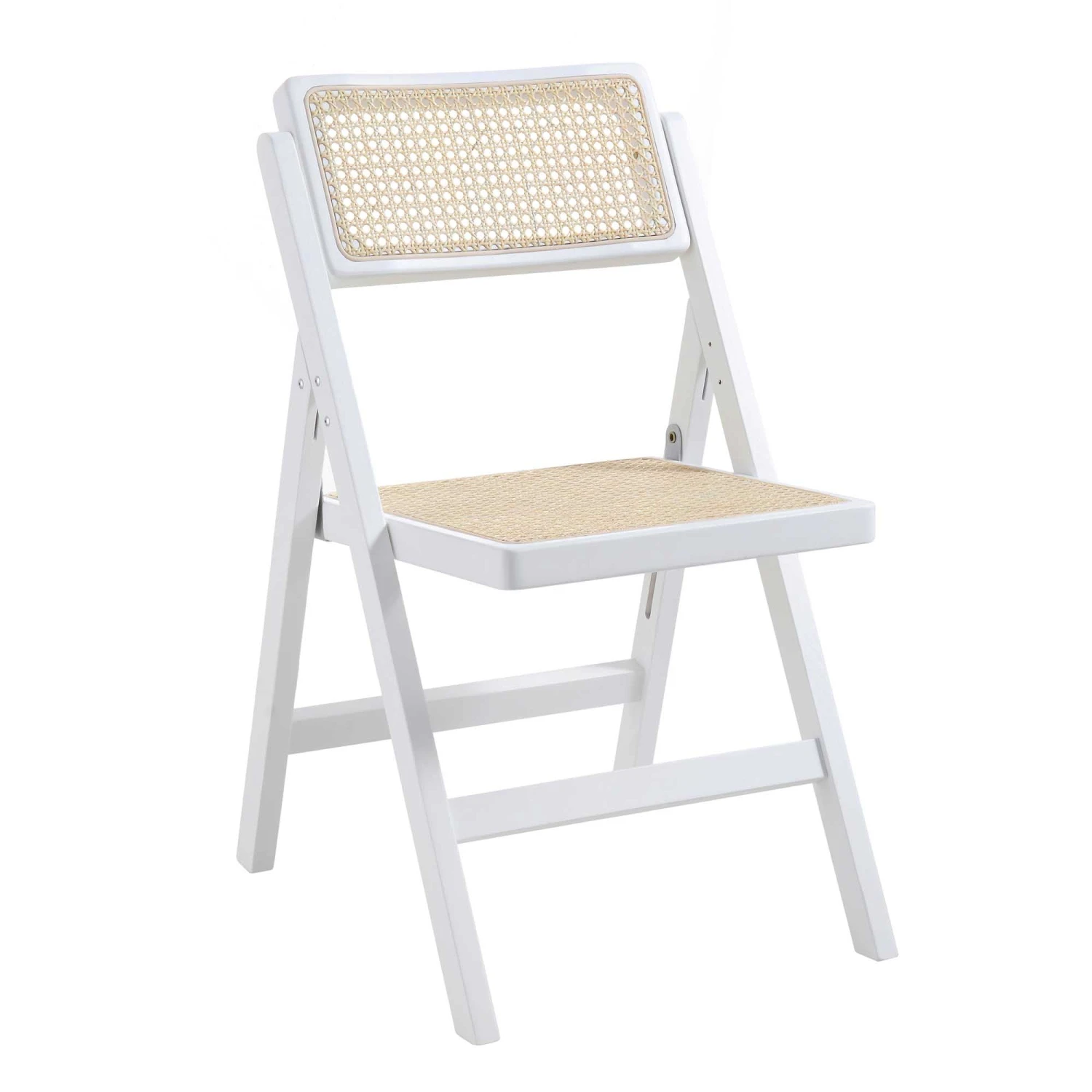 Frances Set Of 2 Folding Cane Rattan Chairs, White 7 Frances Set Of 2 Folding Cane Rattan Chairs, White - Image 7