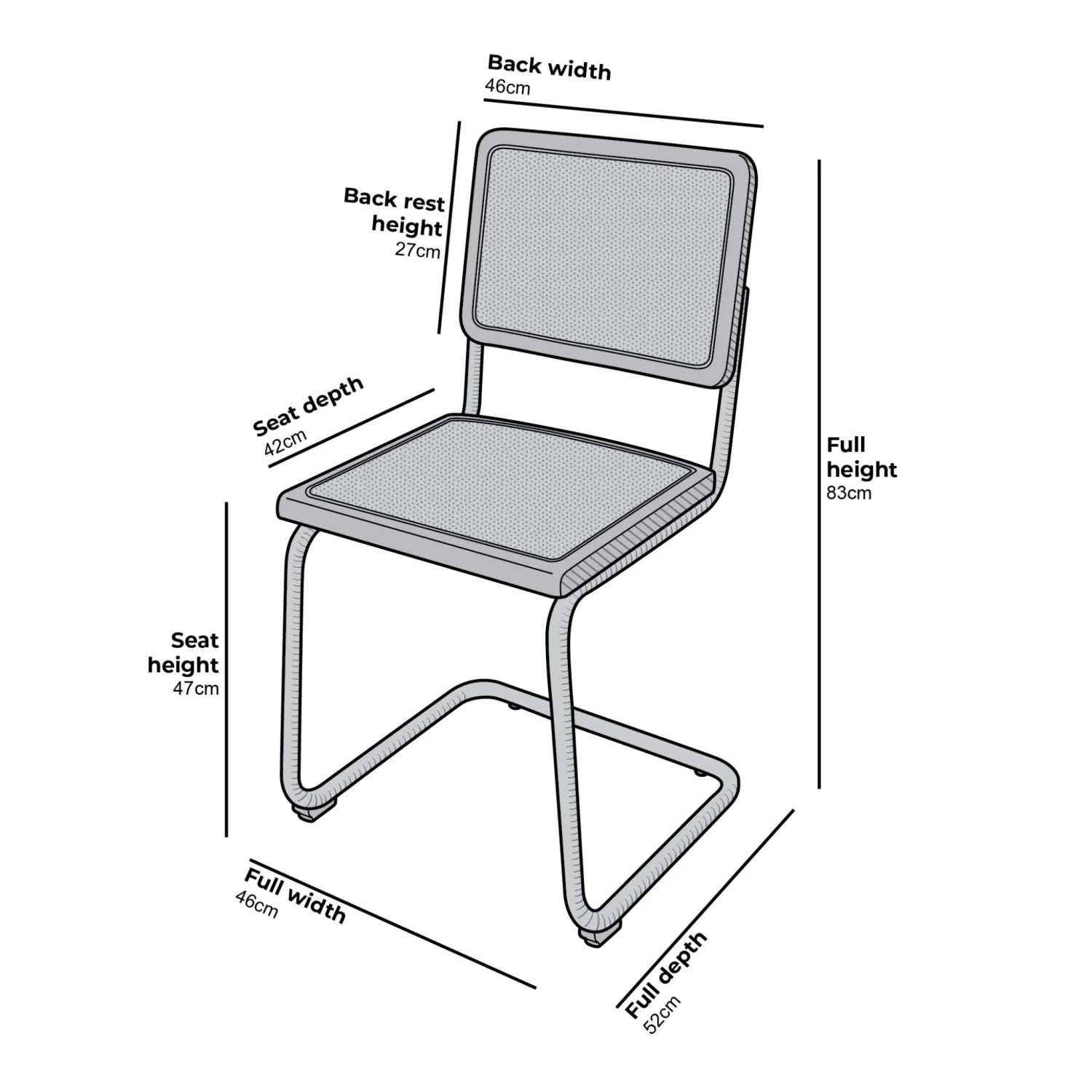 Cosenza Set of 2 Black Wood and Natural Cane Dining Chairs β Chrome Cantilever Frame 4 Cosenza Set of 2 Black Wood and Natural Cane Dining Chairs β Chrome Cantilever Frame - Image 4