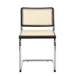 Cosenza Set of 2 Black Wood and Natural Cane Dining Chairs β Chrome Cantilever Frame 9 Cosenza Set of 2 Black Wood and Natural Cane Dining Chairs β Chrome Cantilever Frame -Daals Store XN 2055 BLACK 2P WB2