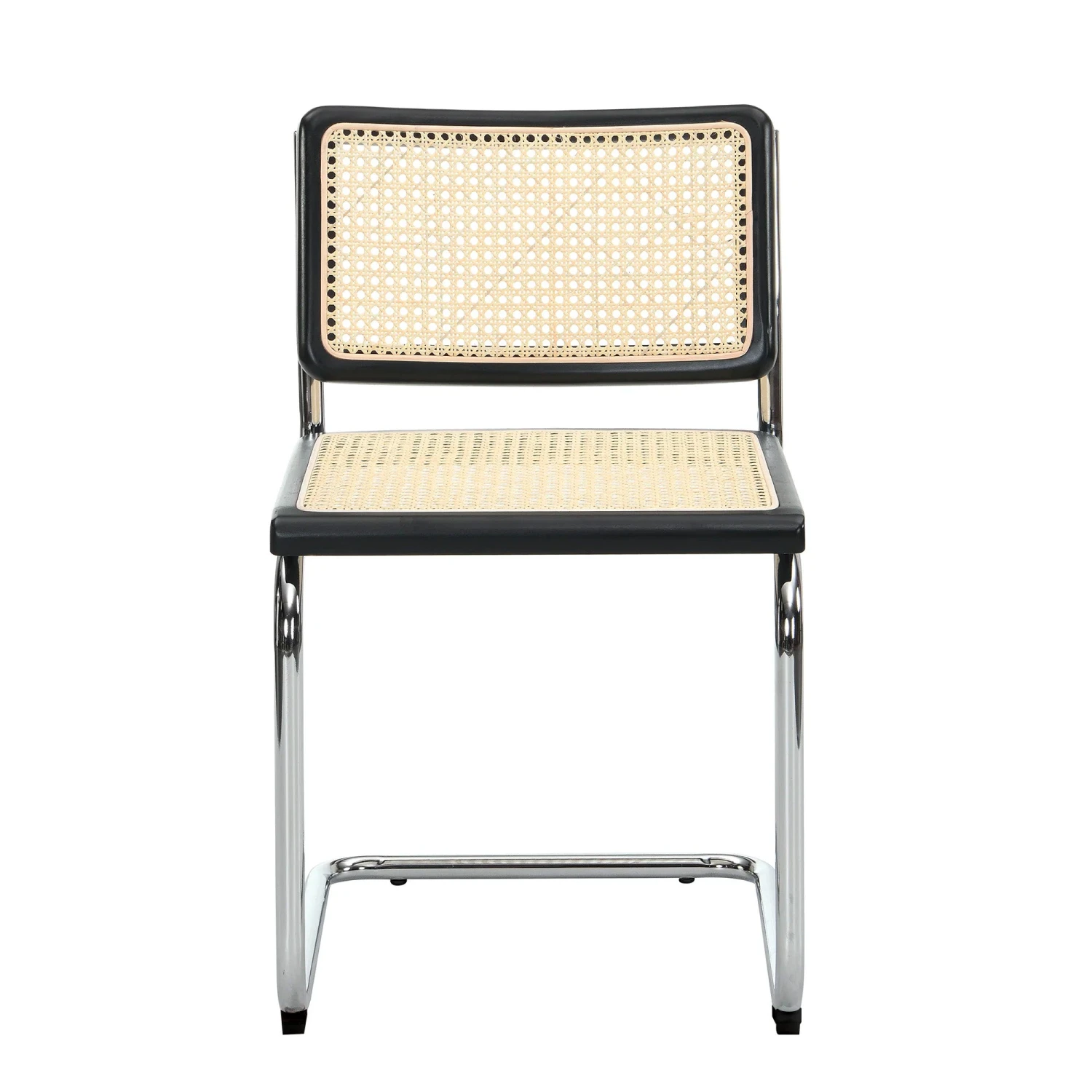 Cosenza Set of 2 Black Wood and Natural Cane Dining Chairs β Chrome Cantilever Frame 3 Cosenza Set of 2 Black Wood and Natural Cane Dining Chairs β Chrome Cantilever Frame - Image 3