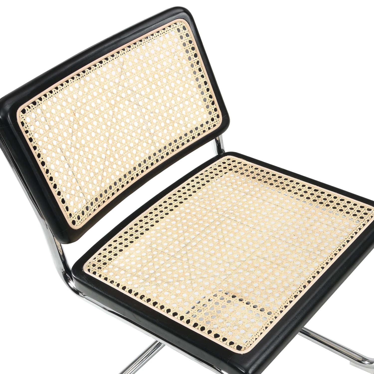 Cosenza Set of 2 Black Wood and Natural Cane Dining Chairs β Chrome Cantilever Frame 7 Cosenza Set of 2 Black Wood and Natural Cane Dining Chairs β Chrome Cantilever Frame - Image 7