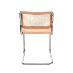 Cosenza Pair of 2 Natural Cane & Chrome Dining Chairs – Mid-Century Modern Beech Wood & Rattan Set -Daals Store XN 2055 NAT 2P WB4