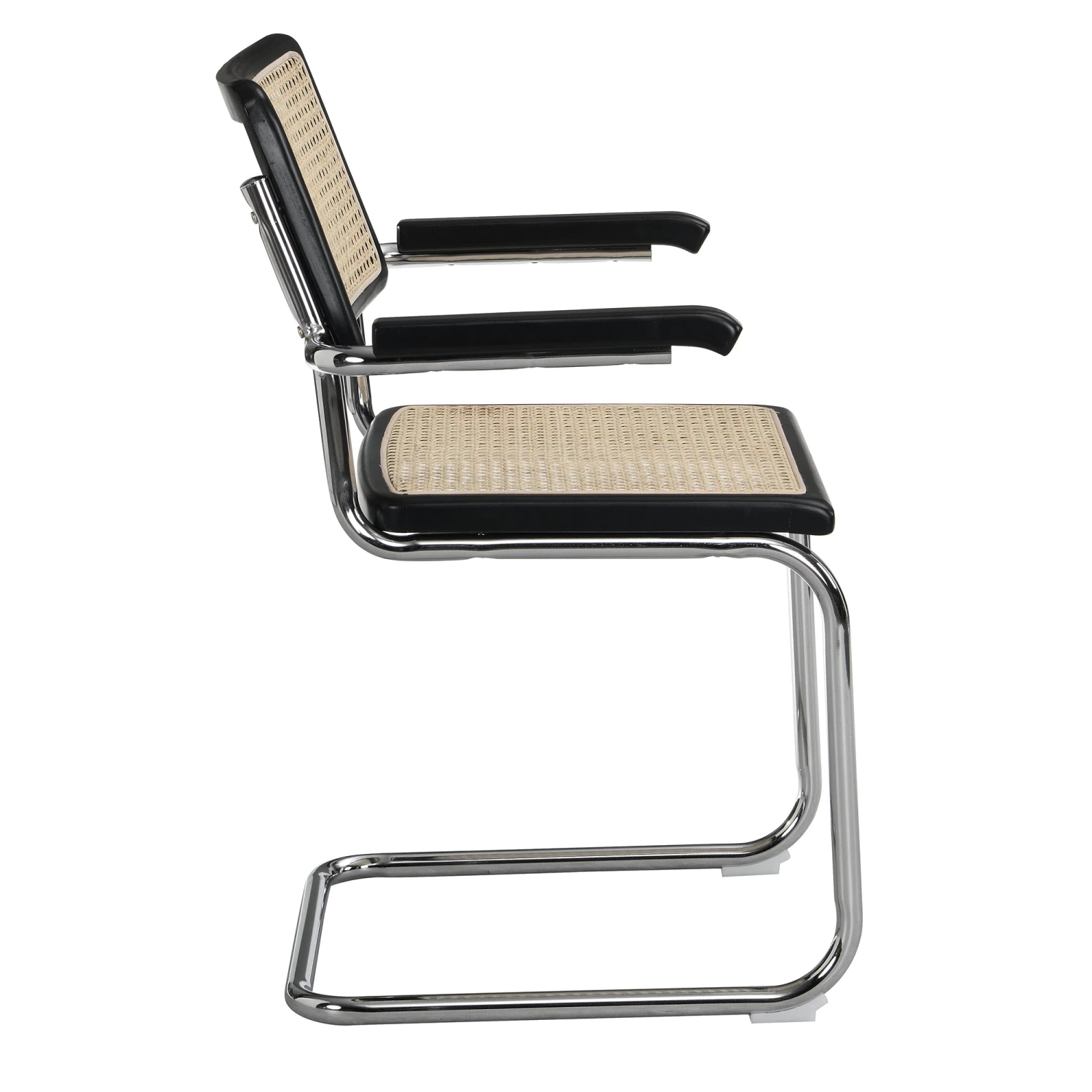 Rayna Pair Of 2 Solid Beech Dining Chairs With Armrests, Natural Cane & Chrome (Black) 3 Rayna Pair Of 2 Solid Beech Dining Chairs With Armrests, Natural Cane & Chrome (Black) - Image 3