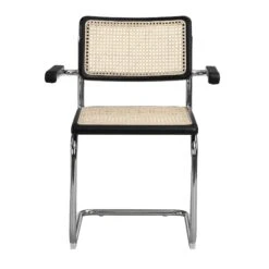 Rayna Pair Of 2 Solid Beech Dining Chairs With Armrests, Natural Cane & Chrome (Black) 15 Rayna Pair Of 2 Solid Beech Dining Chairs With Armrests, Natural Cane & Chrome (Black) -Daals Store XN 2056 BLACK 2P WB3