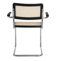 Rayna Pair Of 2 Solid Beech Dining Chairs With Armrests, Natural Cane & Chrome (Black) 16 Rayna Pair Of 2 Solid Beech Dining Chairs With Armrests, Natural Cane & Chrome (Black) -Daals Store XN 2056 BLACK 2P WB4