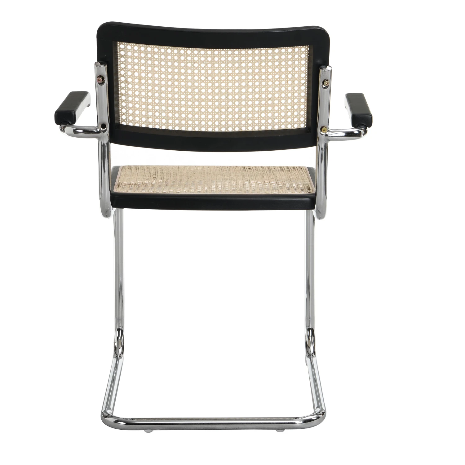 Rayna Pair Of 2 Solid Beech Dining Chairs With Armrests, Natural Cane & Chrome (Black) 6 Rayna Pair Of 2 Solid Beech Dining Chairs With Armrests, Natural Cane & Chrome (Black) - Image 6