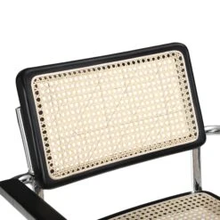 Rayna Pair Of 2 Solid Beech Dining Chairs With Armrests, Natural Cane & Chrome (Black) 17 Rayna Pair Of 2 Solid Beech Dining Chairs With Armrests, Natural Cane & Chrome (Black) -Daals Store XN 2056 BLACK 2P detail1