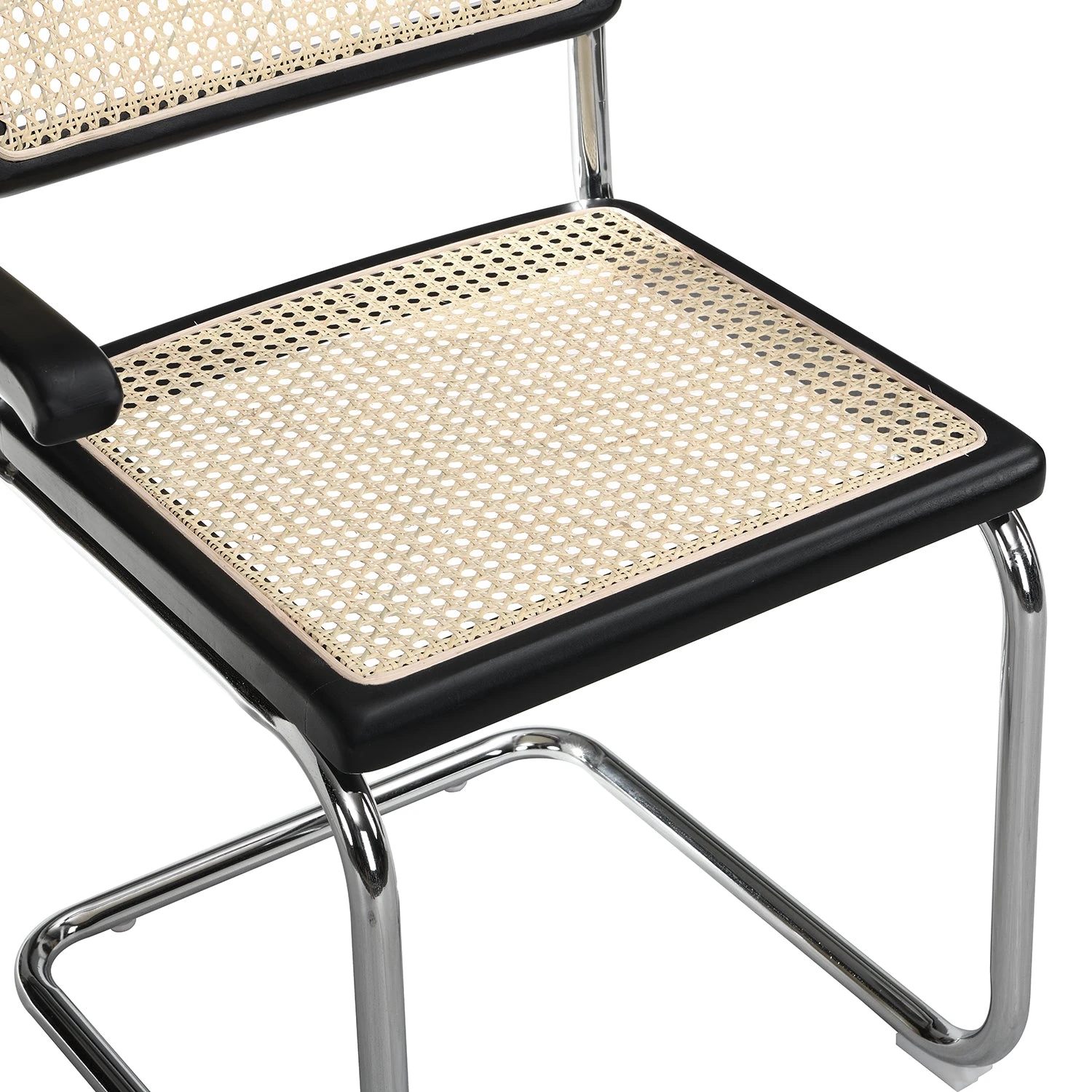 Rayna Pair Of 2 Solid Beech Dining Chairs With Armrests, Natural Cane & Chrome (Black) 9 Rayna Pair Of 2 Solid Beech Dining Chairs With Armrests, Natural Cane & Chrome (Black) - Image 9