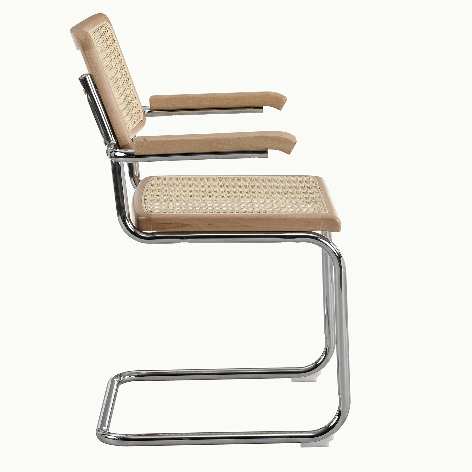 Rayna Pair Of 2 Solid Beech Dining Chairs With Armrests, Natural Cane & Chrome (Natural) 3 Rayna Pair Of 2 Solid Beech Dining Chairs With Armrests, Natural Cane & Chrome (Natural) - Image 3