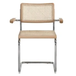 Rayna Pair Of 2 Solid Beech Dining Chairs With Armrests, Natural Cane & Chrome (Natural) 13 Rayna Pair Of 2 Solid Beech Dining Chairs With Armrests, Natural Cane & Chrome (Natural) -Daals Store XN 2056 NAT 2P WB3