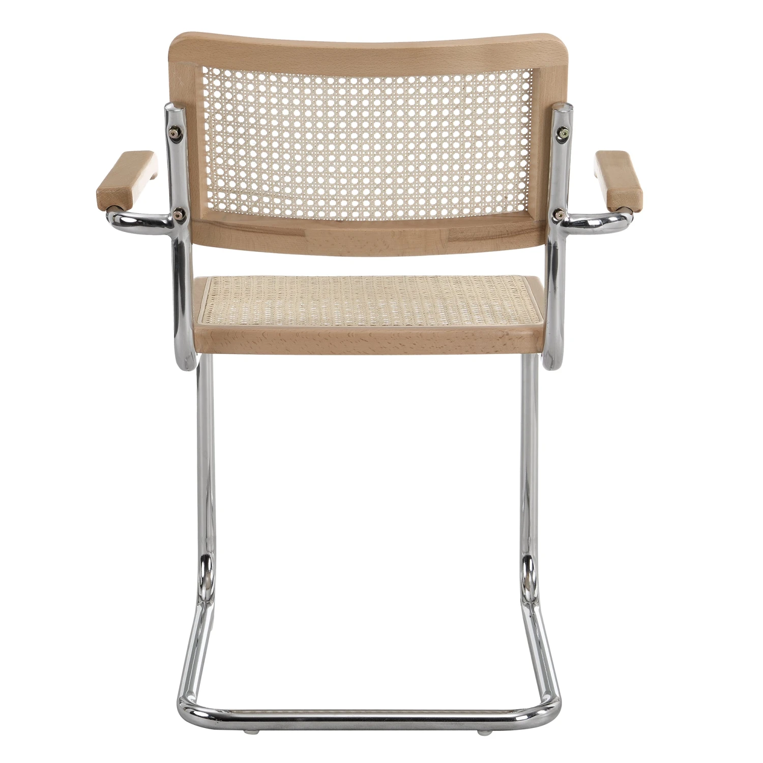 Rayna Pair Of 2 Solid Beech Dining Chairs With Armrests, Natural Cane & Chrome (Natural) 6 Rayna Pair Of 2 Solid Beech Dining Chairs With Armrests, Natural Cane & Chrome (Natural) - Image 6