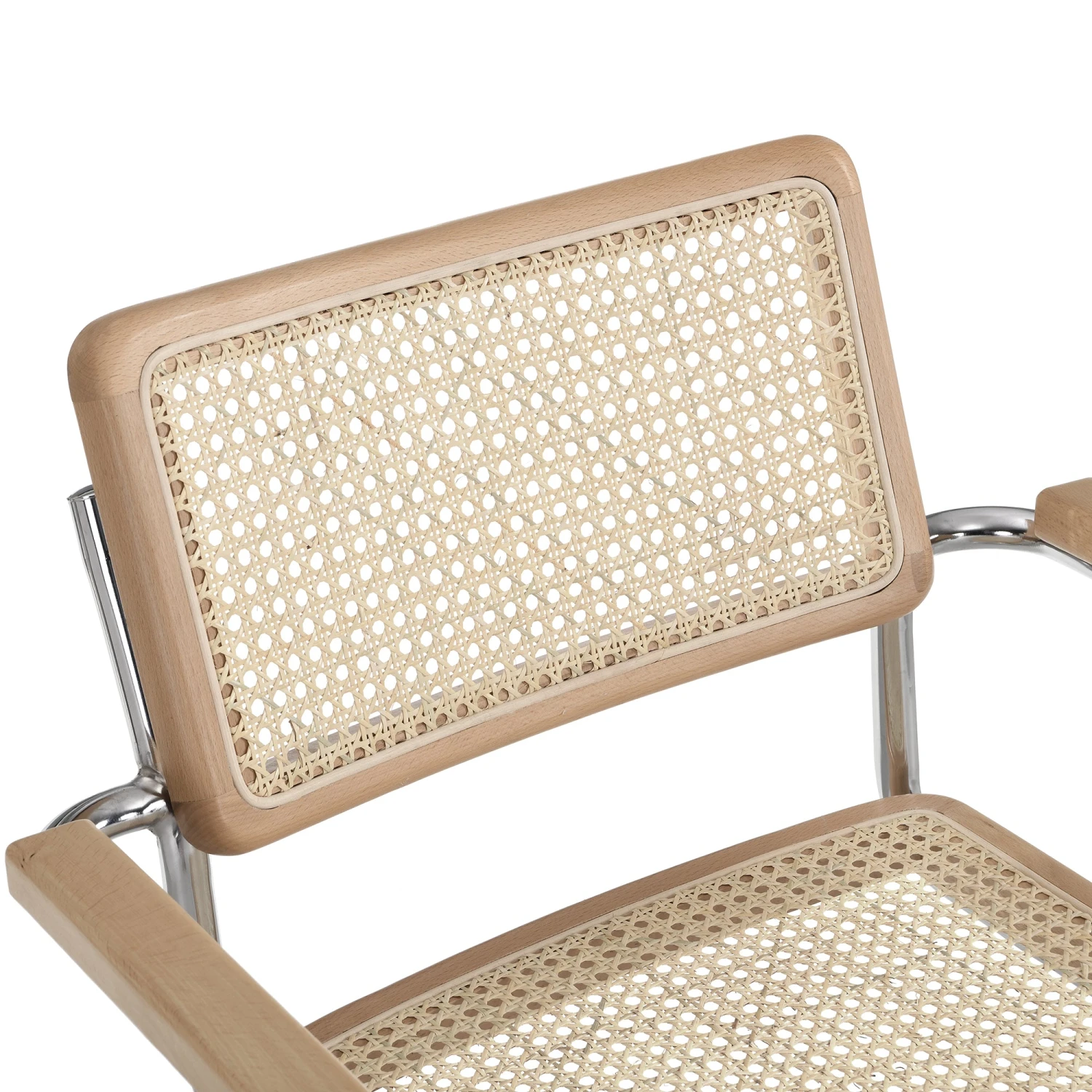 Rayna Pair Of 2 Solid Beech Dining Chairs With Armrests, Natural Cane & Chrome (Natural) 7 Rayna Pair Of 2 Solid Beech Dining Chairs With Armrests, Natural Cane & Chrome (Natural) - Image 7