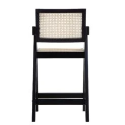Jeanne Black Solid Beech Wood & Hand-Woven Cane Rattan Counter Stool - 65cm Mid-Century Kitchen Stool 15 Jeanne Black Solid Beech Wood & Hand-Woven Cane Rattan Counter Stool - 65cm Mid-Century Kitchen Stool -Daals Store XN 2211 BLACK WB4