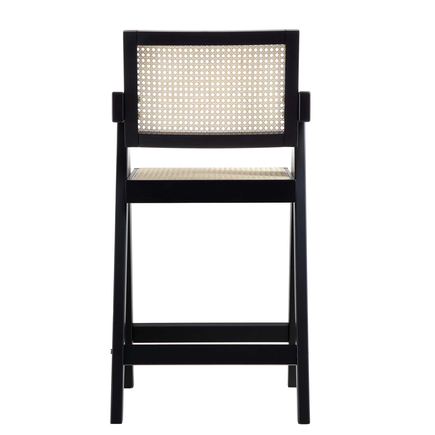 Jeanne Black Solid Beech Wood & Hand-Woven Cane Rattan Counter Stool - 65cm Mid-Century Kitchen Stool 6 Jeanne Black Solid Beech Wood & Hand-Woven Cane Rattan Counter Stool - 65cm Mid-Century Kitchen Stool - Image 6