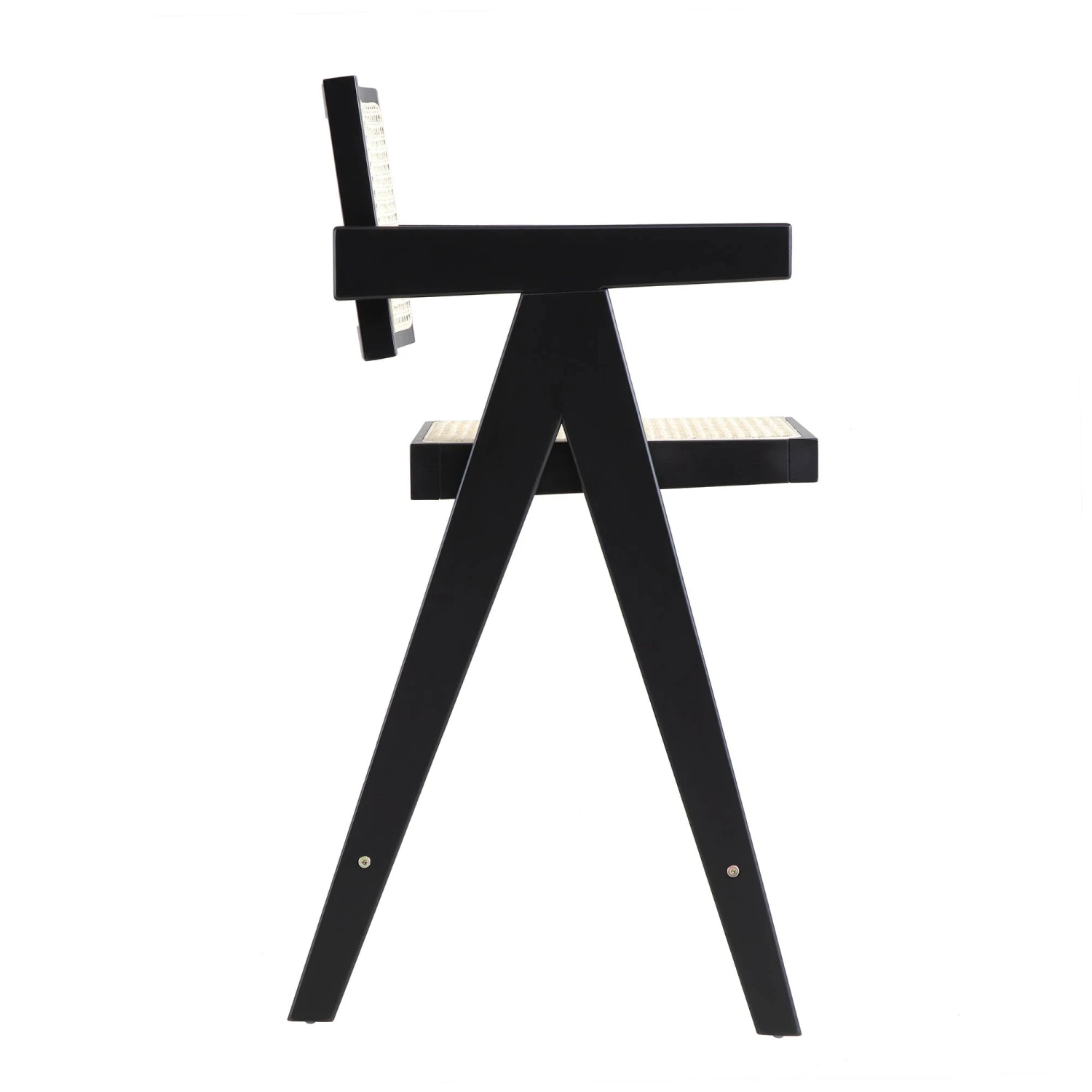 Jeanne Black Solid Beech Wood & Hand-Woven Cane Rattan Counter Stool - 65cm Mid-Century Kitchen Stool 7 Jeanne Black Solid Beech Wood & Hand-Woven Cane Rattan Counter Stool - 65cm Mid-Century Kitchen Stool - Image 7