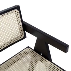 Jeanne Black Solid Beech Wood & Hand-Woven Cane Rattan Counter Stool - 65cm Mid-Century Kitchen Stool 17 Jeanne Black Solid Beech Wood & Hand-Woven Cane Rattan Counter Stool - 65cm Mid-Century Kitchen Stool -Daals Store XN 2211 BLACK detail1