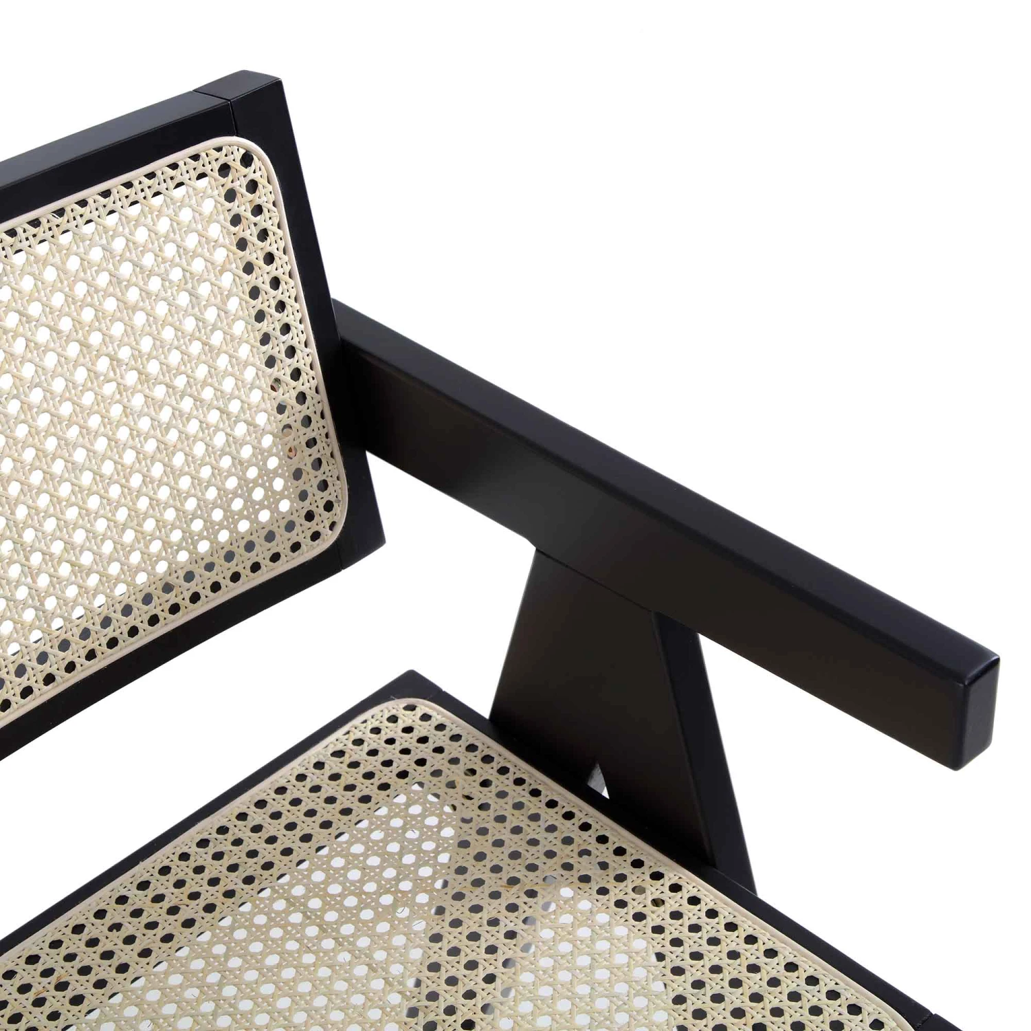 Jeanne Black Solid Beech Wood & Hand-Woven Cane Rattan Counter Stool - 65cm Mid-Century Kitchen Stool 8 Jeanne Black Solid Beech Wood & Hand-Woven Cane Rattan Counter Stool - 65cm Mid-Century Kitchen Stool - Image 8