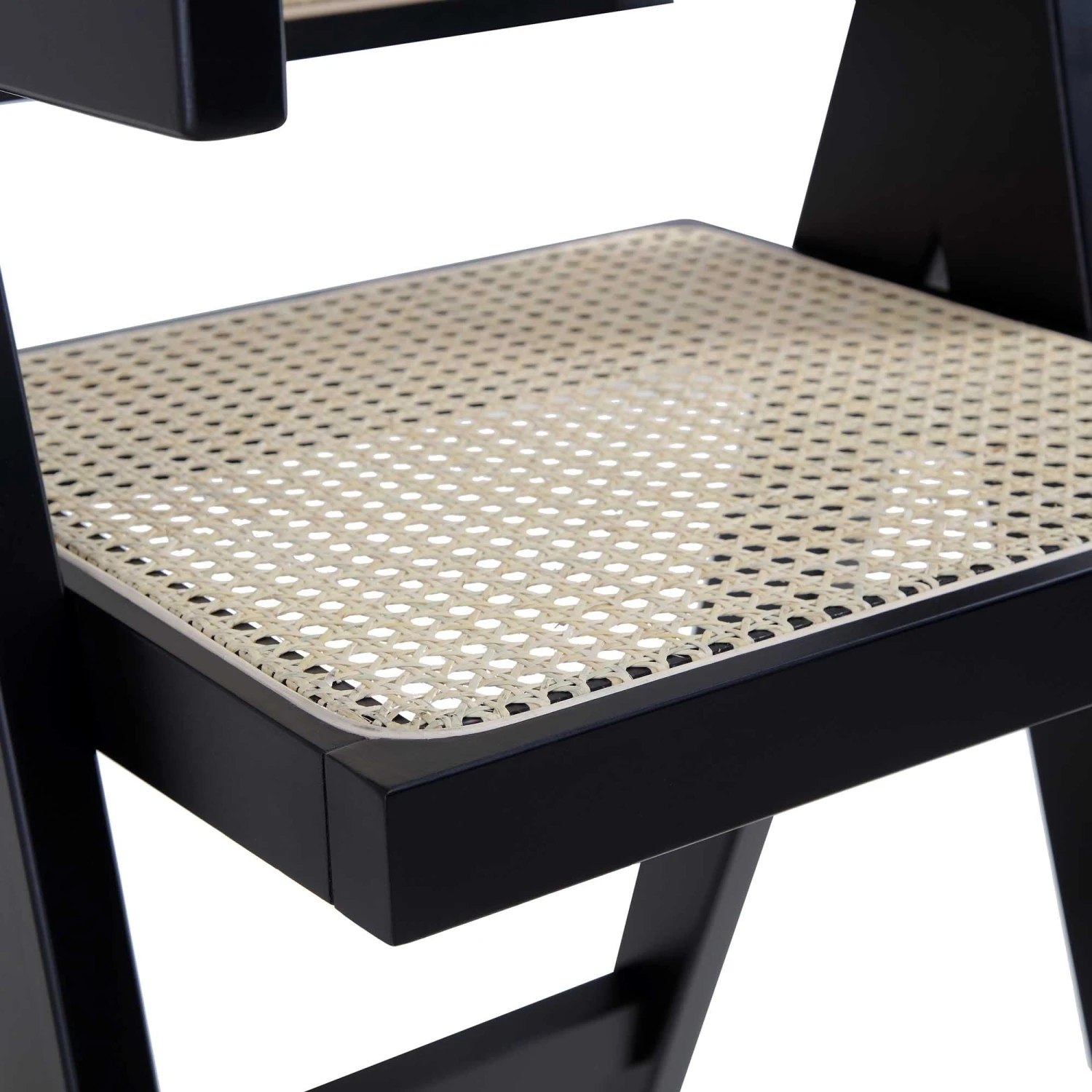 Jeanne Black Solid Beech Wood & Hand-Woven Cane Rattan Counter Stool - 65cm Mid-Century Kitchen Stool 9 Jeanne Black Solid Beech Wood & Hand-Woven Cane Rattan Counter Stool - 65cm Mid-Century Kitchen Stool - Image 9