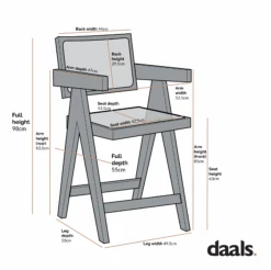 Jeanne Dark Walnut & Natural Cane Rattan Counter Stool - Solid Beech Wood Mid-Century Design -Daals Store XN 2211 CHART 2