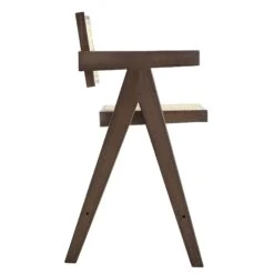 Jeanne Dark Walnut & Natural Cane Rattan Counter Stool - Solid Beech Wood Mid-Century Design -Daals Store XN 2211 DARKWALNUT WB3