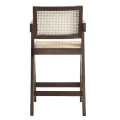 Jeanne Dark Walnut & Natural Cane Rattan Counter Stool - Solid Beech Wood Mid-Century Design -Daals Store XN 2211 DARKWALNUT WB5