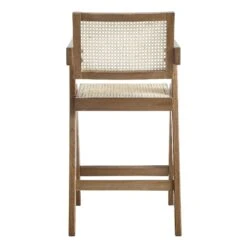 Jeanne Light Walnut Beech Wood & Natural Cane Rattan Counter Stool – 65cm Mid-Century Kitchen Stool -Daals Store XN 2211 LIGHTWALNUT WB5
