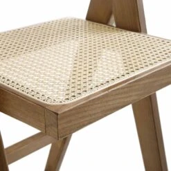 Jeanne Light Walnut Beech Wood & Natural Cane Rattan Counter Stool – 65cm Mid-Century Kitchen Stool -Daals Store XN 2211 LIGHTWALNUT detail2