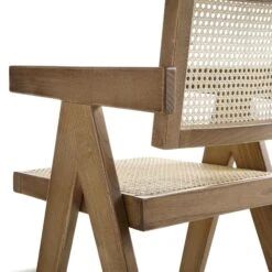 Jeanne Light Walnut Beech Wood & Natural Cane Rattan Counter Stool – 65cm Mid-Century Kitchen Stool -Daals Store XN 2211 LIGHTWALNUT detail3