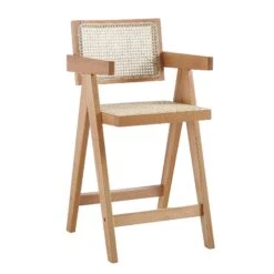 Jeanne Natural Colour Cane Rattan Solid Beech Wood Counter Stool 13 Jeanne Natural Colour Cane Rattan Solid Beech Wood Counter Stool -Daals Store XN 2211 NAT WB1