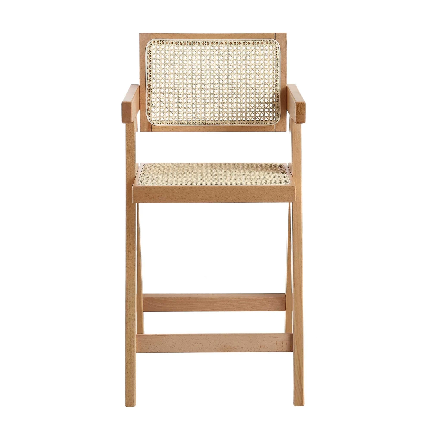 Jeanne Natural Colour Cane Rattan Solid Beech Wood Counter Stool 4 Jeanne Natural Colour Cane Rattan Solid Beech Wood Counter Stool - Image 4