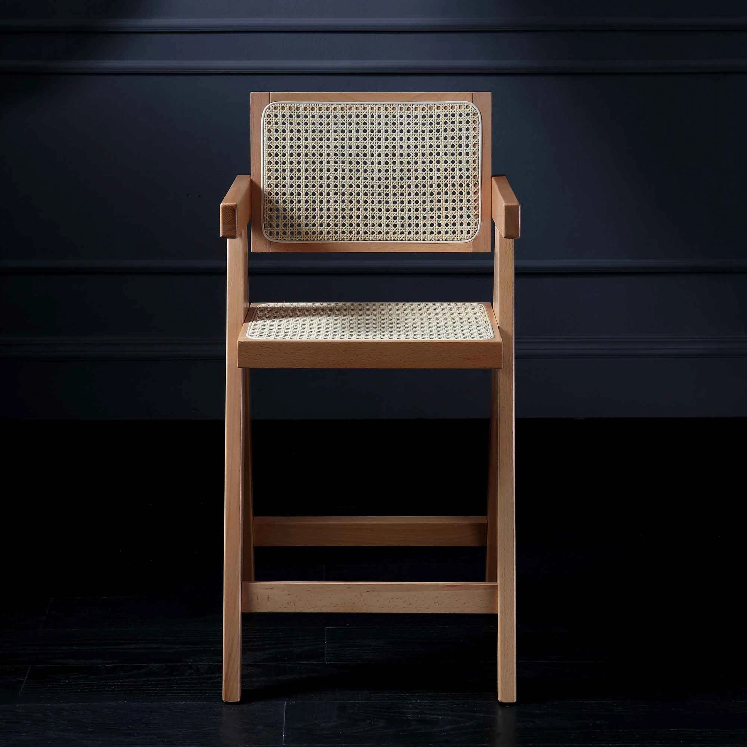 Jeanne Natural Colour Cane Rattan Solid Beech Wood Counter Stool 2 Jeanne Natural Colour Cane Rattan Solid Beech Wood Counter Stool - Image 2